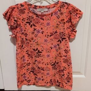 LOFT Orange and Purple Short Sleeve Tee